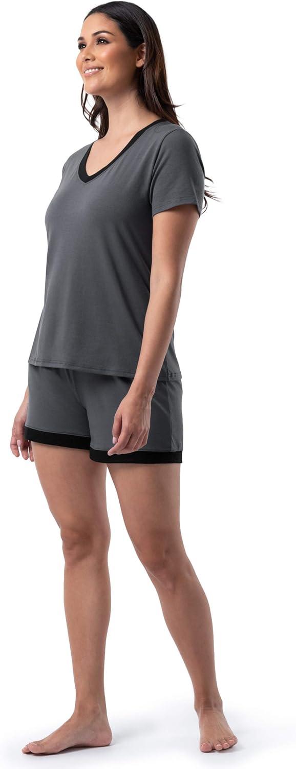 imageFruit of the Loom Womens Short Sleeve Tee and Short 2 Piece Sleep SetSoft Grey