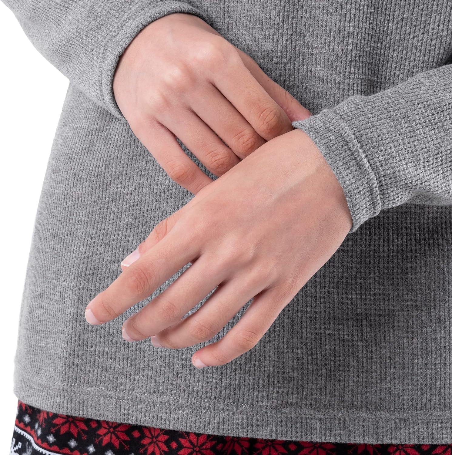 imageFruit of the Loom Womens Waffle VNeck Top and Flannel Pant Sleep SetGrey HeatherFair Isle Black