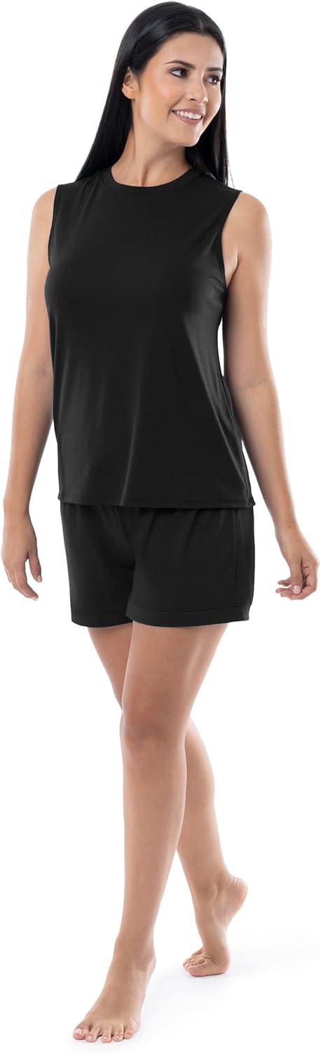 imageFruit of the Loom womens Breathable Tank Top and Short 2 Piece Sleep SetBlack
