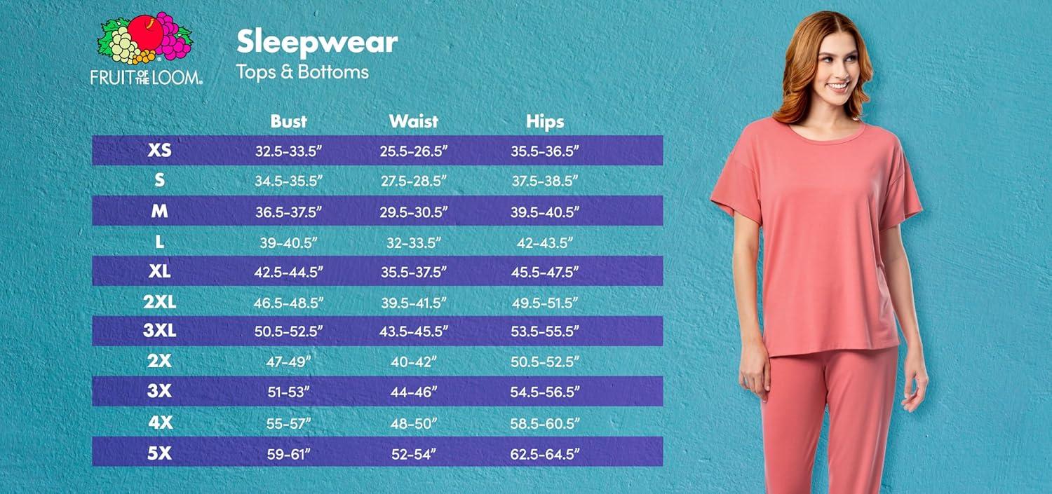 imageFruit of the Loom womens Short Sleeve Tee and Pant 2 Piece Sleep SetCharcoalHearts
