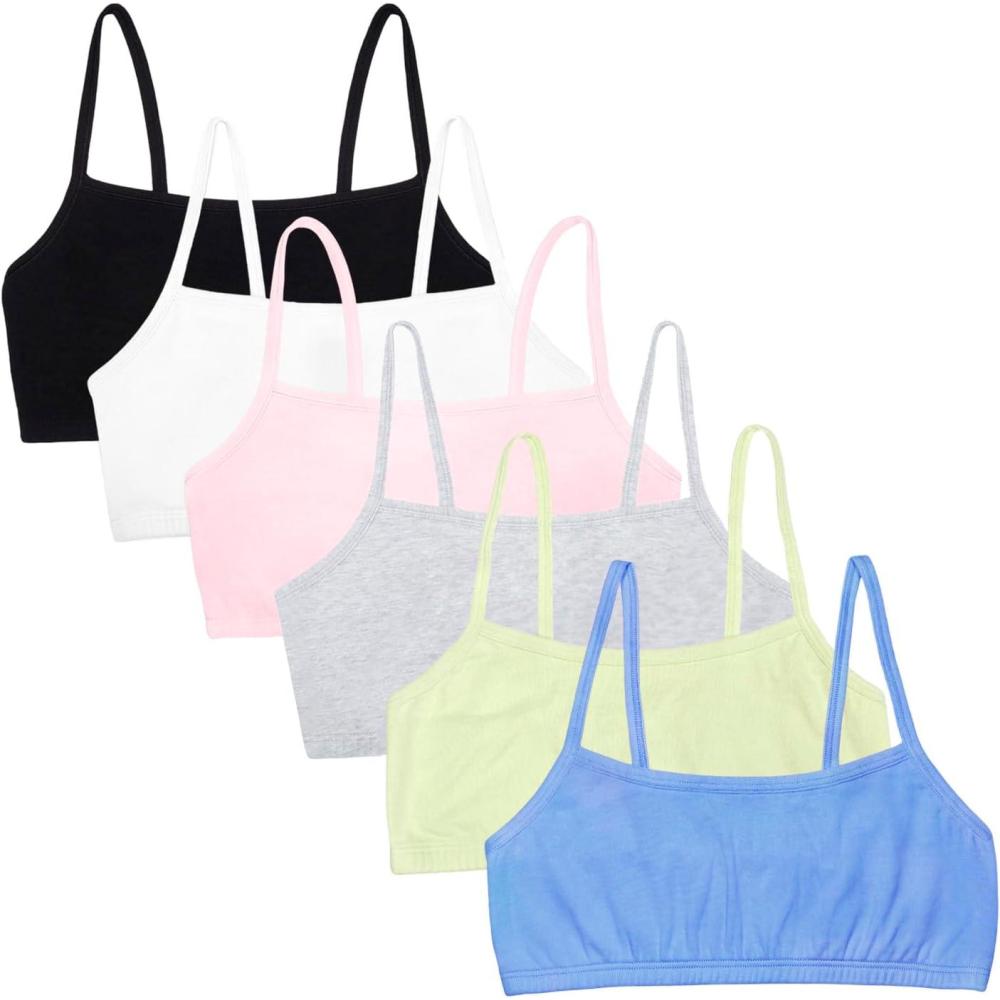 imageFruit of The Loom Womens Spaghetti Strap Cotton Pullover Sports Bra Value PackCornflower BlueLentilWhiteKitty PinkGrey HeatherBlack Hue