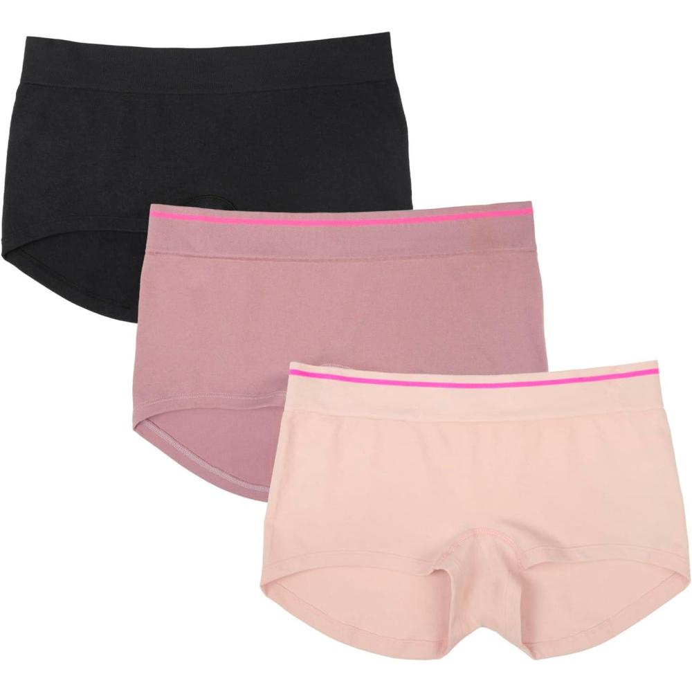 imageFruit of the Loom A Fresh Collection Hey Shorty 3Pack Seamless Boyshorts for Womens Everyday ComfortPremium PlumRose ShadowBlack