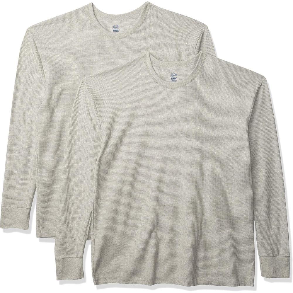 imageFruit of the Loom Mens Classic Midweight Waffle Thermal Underwear Crew TopLight Grey HeatherLight Grey Heather 2pack