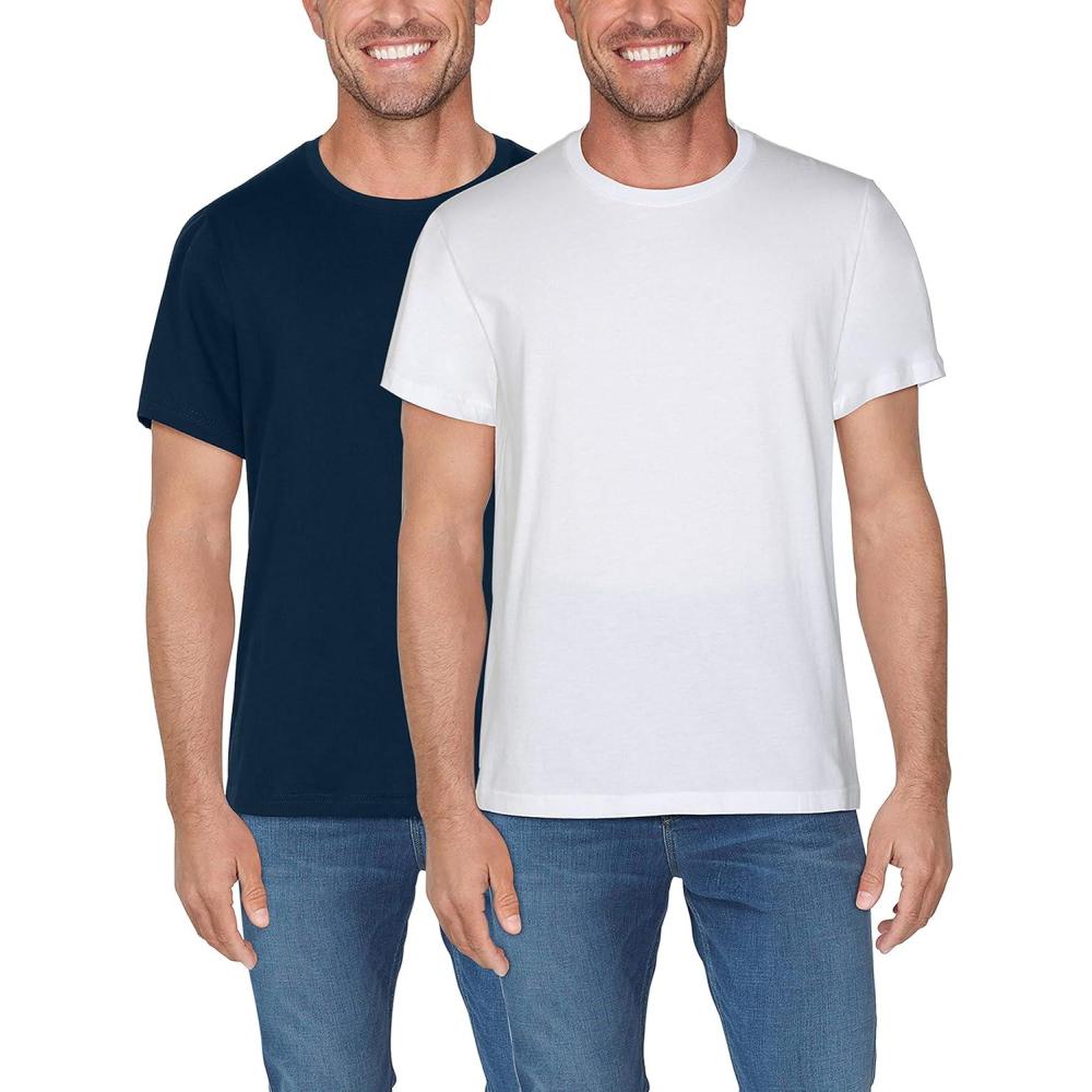 imageFruit of the Loom Mens Crafted Comfort Tee Relaxed ampamp Classic Fit Sizes S2XClassic Fit  Pima Cotton  2 Pack  WhiteNavy