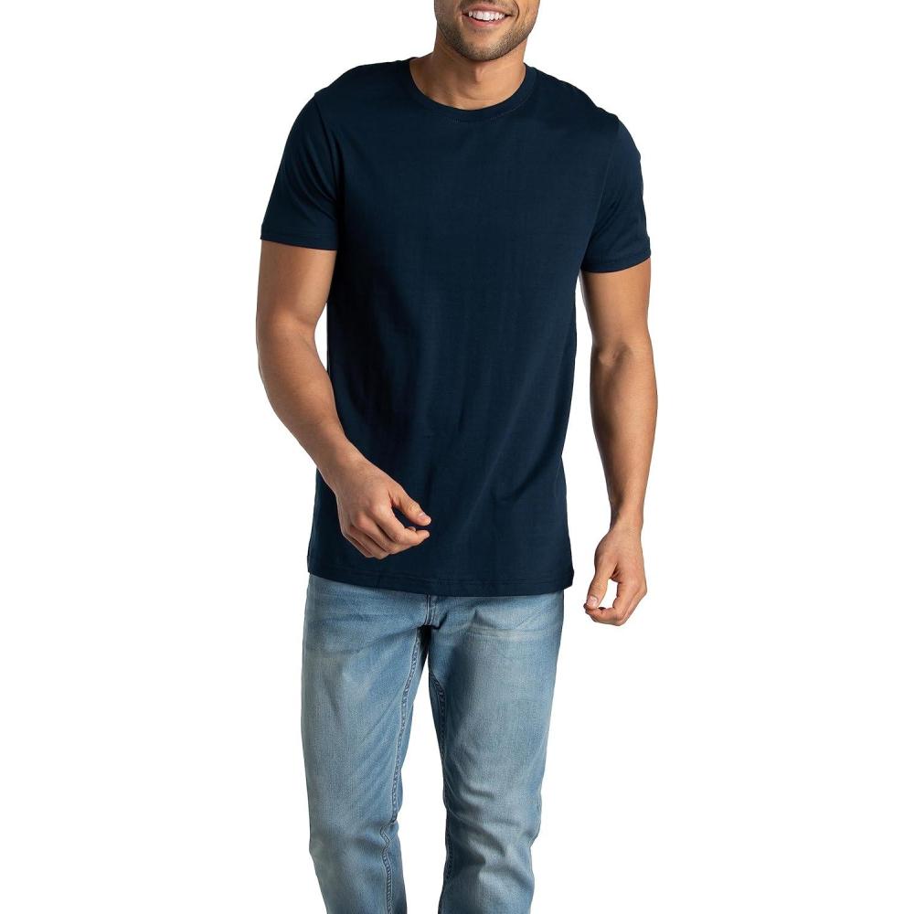 imageFruit of the Loom Mens Crafted Comfort Tee Relaxed ampamp Classic Fit Sizes S2XClassic Fit  Pima Cotton  Navy