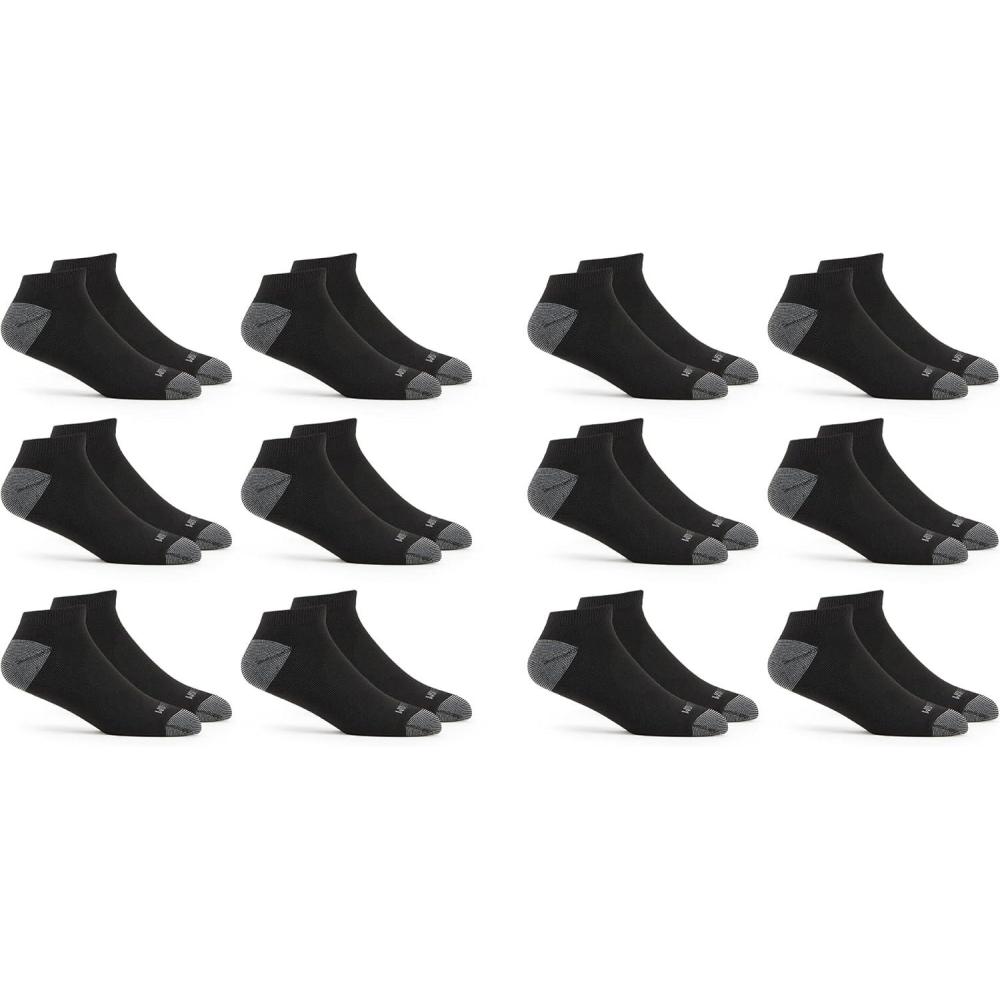 imageFruit of the Loom Mens Dual Defense No Show Socks 12 Pack Black Medium 6  12