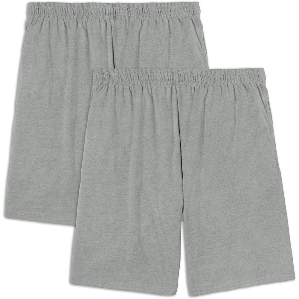 imageFruit of the Loom Mens Eversoft Cotton Shorts with Pockets S4XL2 Pack Grey Heather