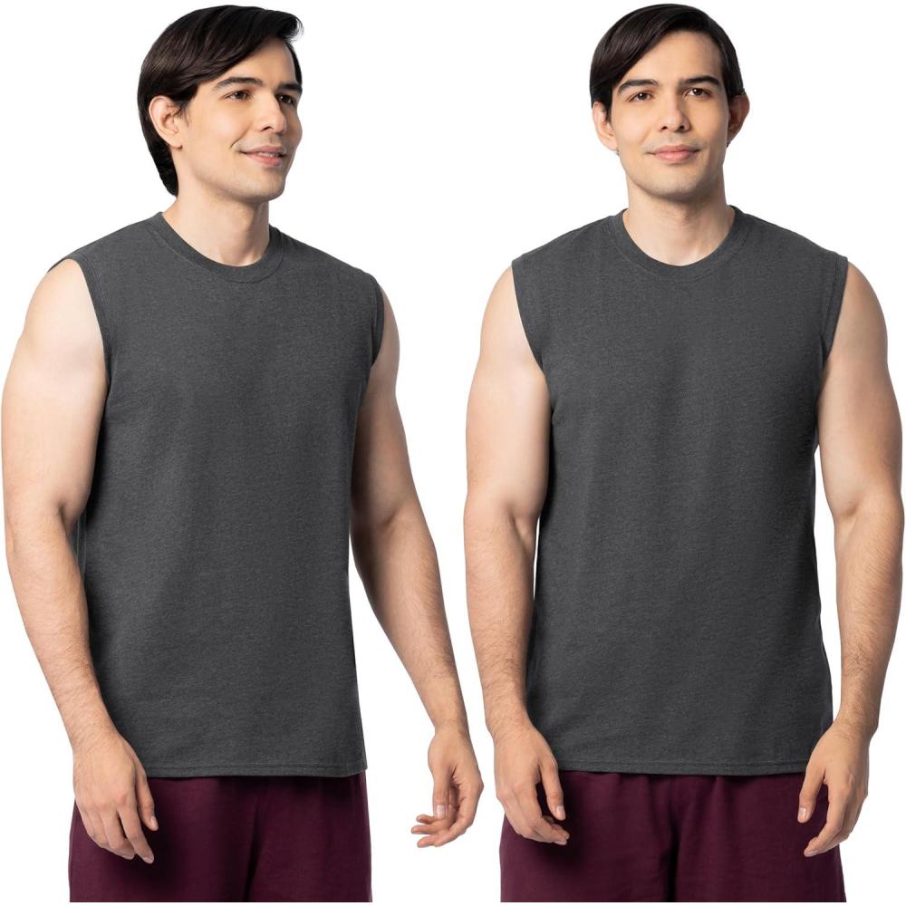 imageFruit of the Loom Mens Eversoft Cotton Sleeveless T Shirts Breathable ampamp Moisture Wicking with Odor Control Sizes S4xBlack Heather
