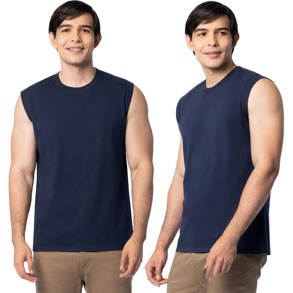 imageFruit of the Loom Mens Eversoft Cotton Sleeveless T Shirts Breathable ampamp Moisture Wicking with Odor Control Sizes S4xNavy