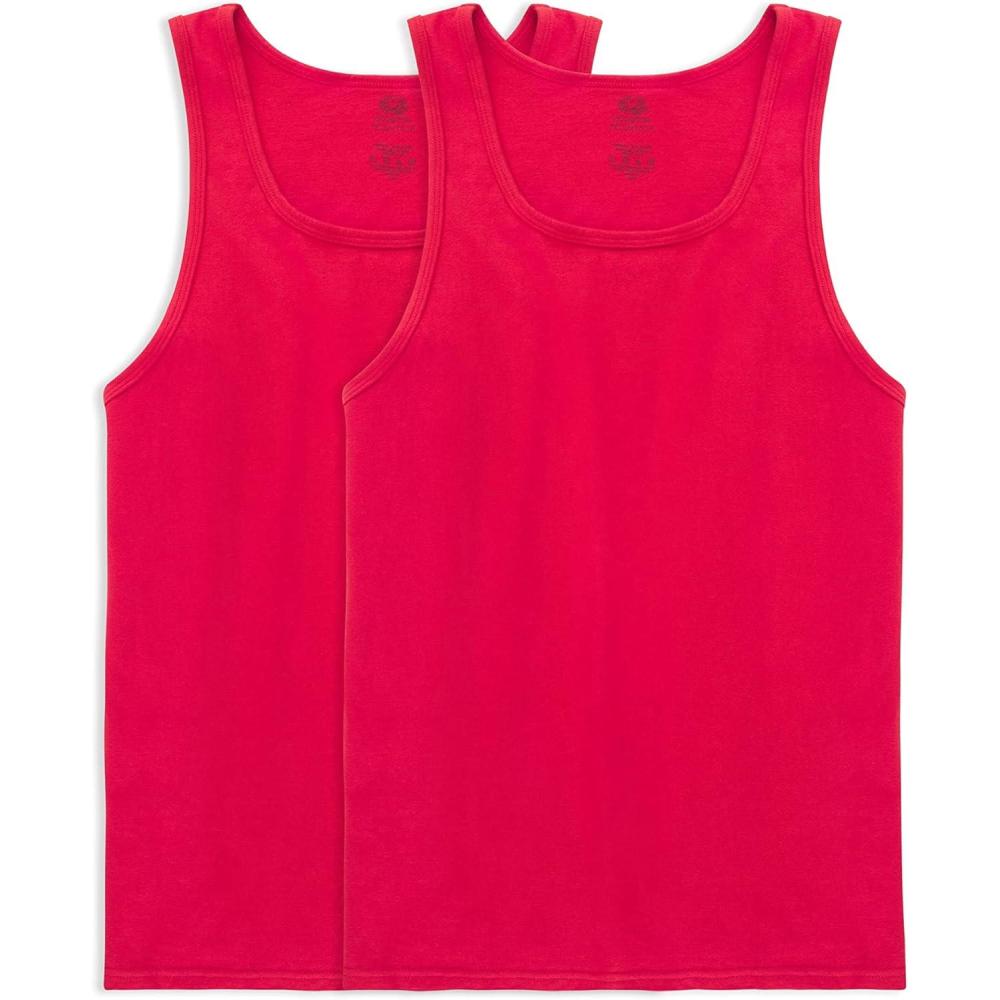 imageFruit of the Loom Mens Eversoft Cotton Sleeveless T Shirts Breathable ampamp Moisture Wicking with Odor Control Sizes S4xTank 2 Pack Red