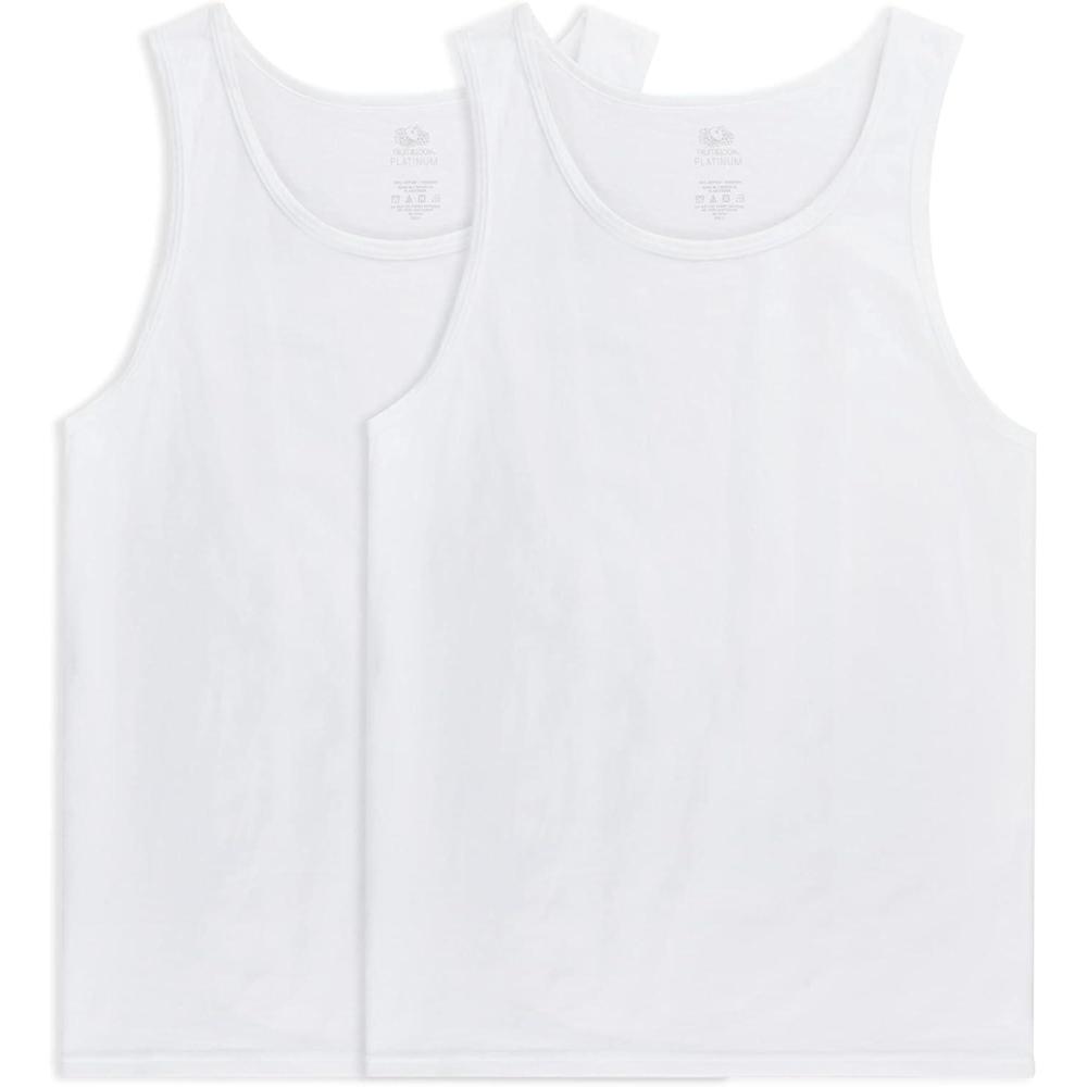 imageFruit of the Loom Mens Eversoft Cotton Sleeveless T Shirts Breathable ampamp Moisture Wicking with Odor Control Sizes S4xTank  2 Pack  White