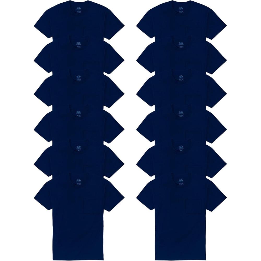 imageFruit of the Loom Mens Eversoft Cotton T Shirts Breathable ampamp Moisture Wicking with Odor Control Sizes S4xCrew 12 Pack Navy