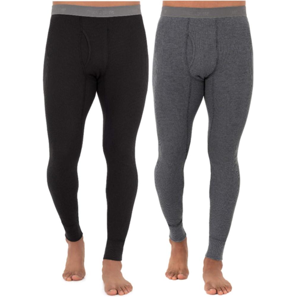 imageFruit of the Loom Mens Recycled Premium Waffle Thermal Underwear Long Johns Bottom 1 2 3 and 4 PacksBlackGreystone Heather