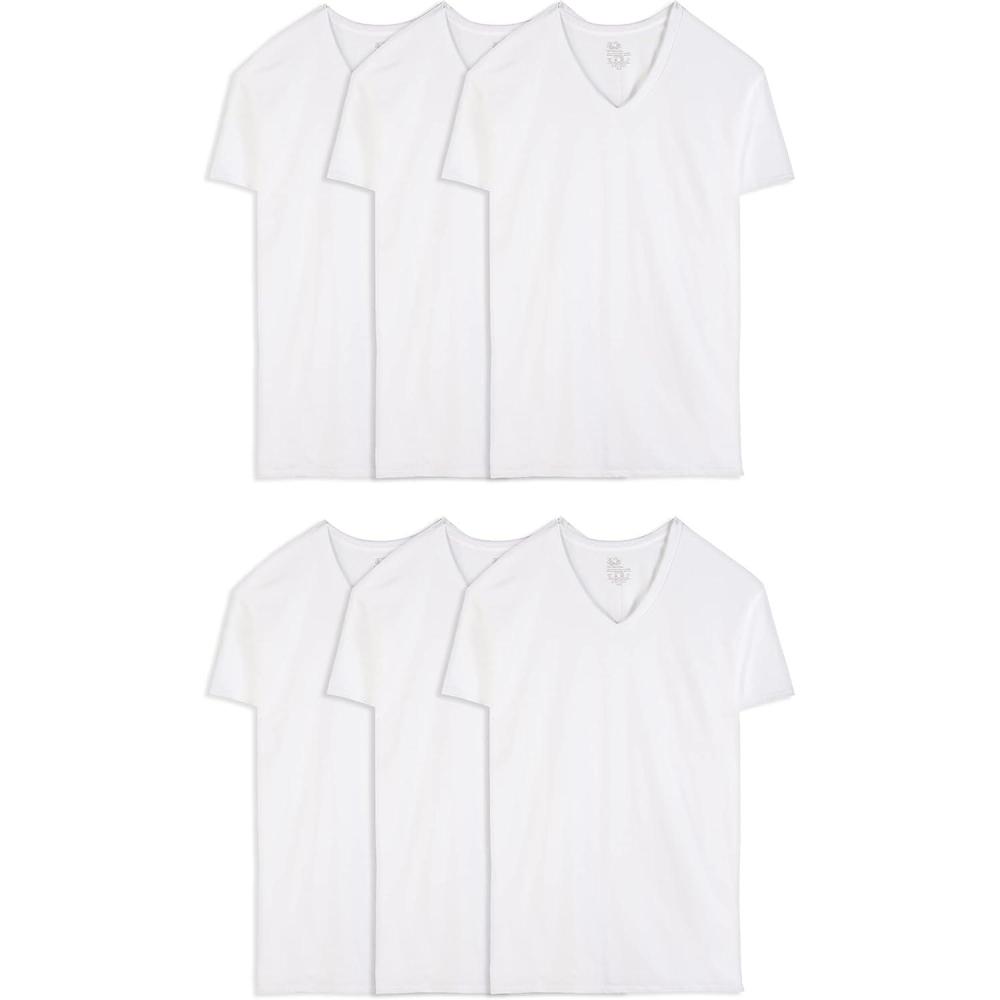 imageFruit of the Loom Mens VNeck Undershirts Moisture Wicking ampamp Tag Free Also Available in Tall SizesTall Man White 6 Pack