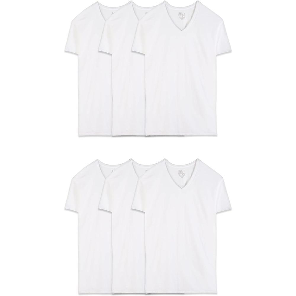 imageFruit of the Loom Mens VNeck Undershirts Moisture Wicking ampamp Tag Free Also Available in Tall SizesWhite 6 Pack