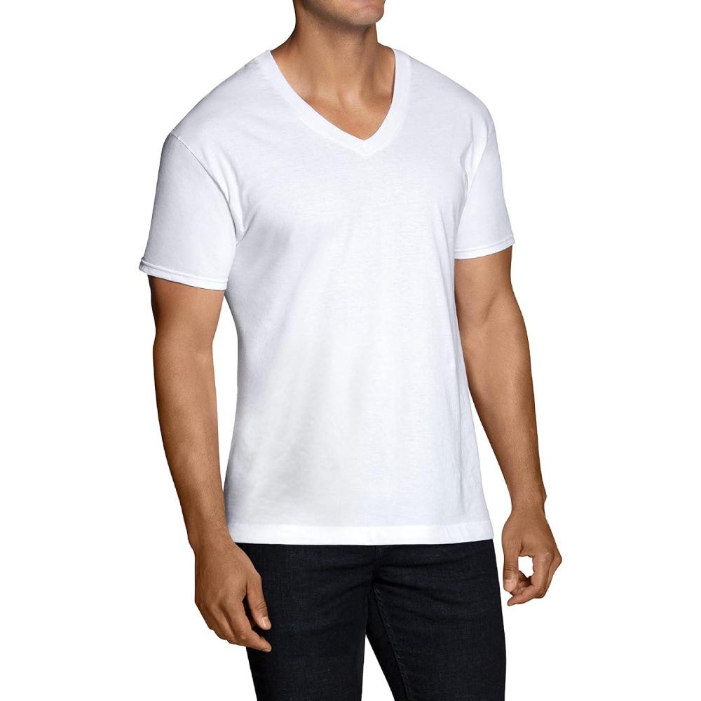 imageFruit of the Loom Mens VNeck Undershirts Moisture Wicking ampamp Tag Free Also Available in Tall SizesWhite 72 Pack