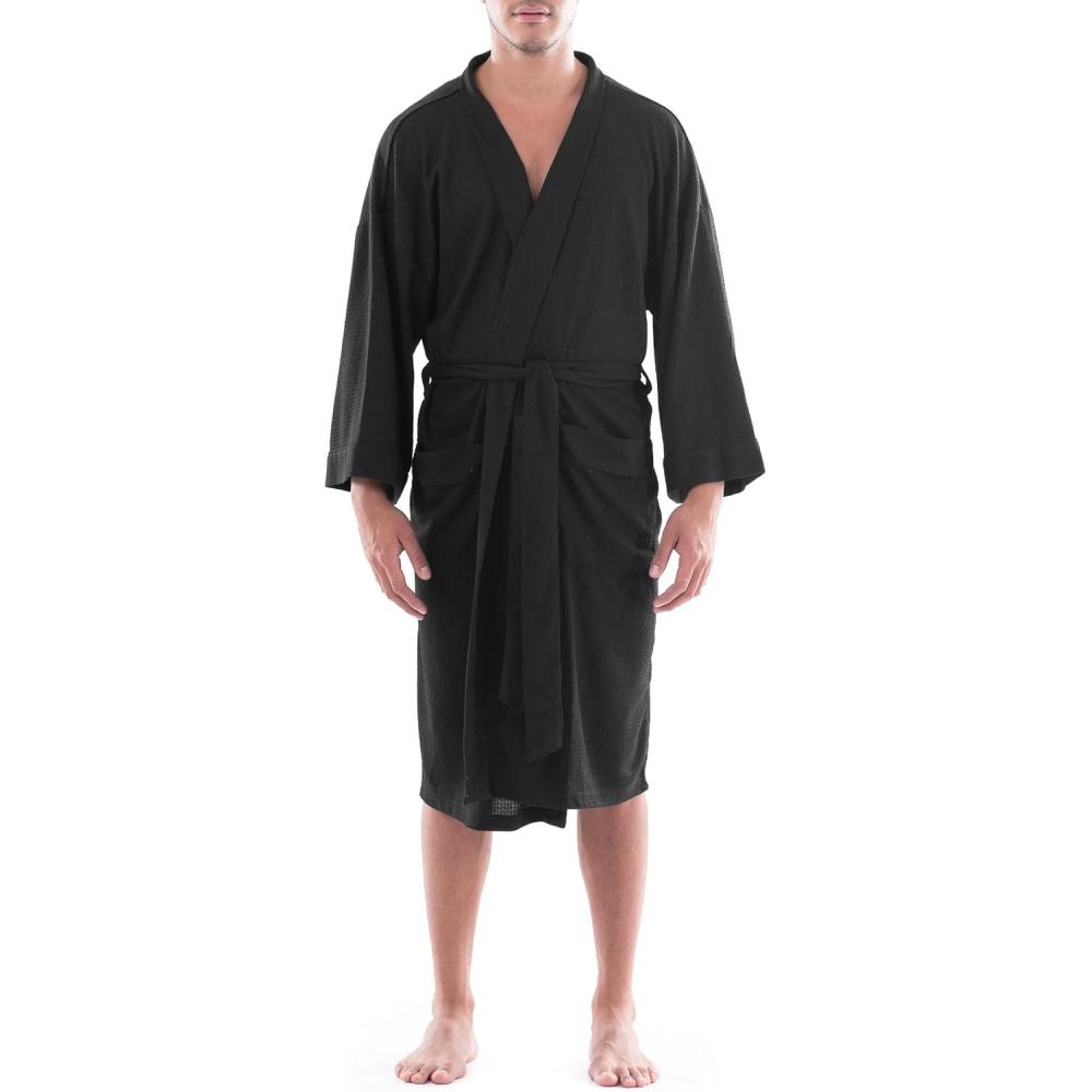 imageFruit of the Loom Mens Waffle Kimono RobeBlack