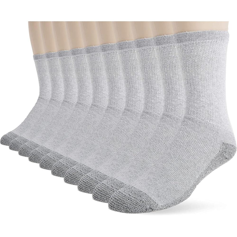 imageFruit of the Loom Mens Work Gear Cushioned Crew Socks 10 PairGrey 10 Pack