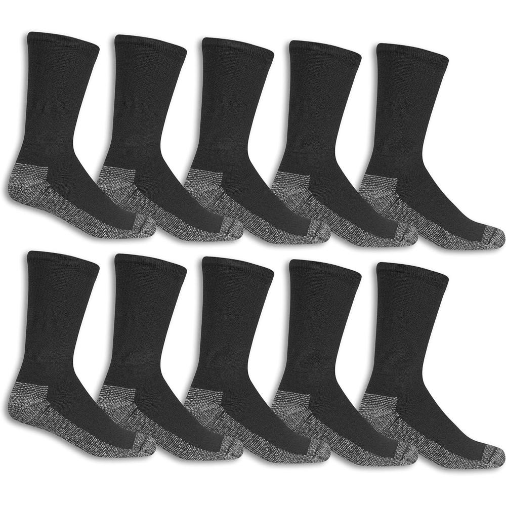 imageFruit of the Loom Mens Work Gear Everyday Work Crew Socks 10 Pack Black Medium 6  12