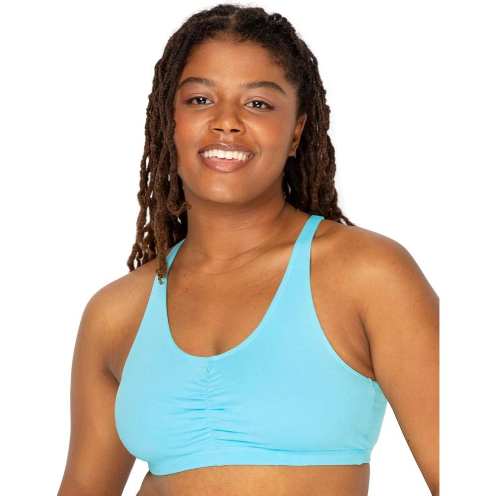 imageFruit of the Loom Womens Adjustable Shirred Front Racerback Sports Bra Multi Pack OptionsTurquoiseWhiteCharcoal