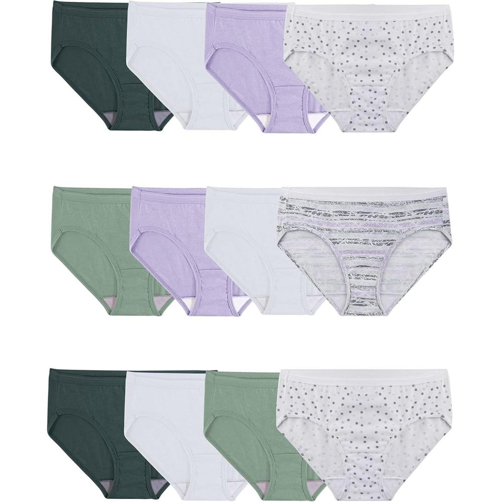 imageFruit of the Loom Womens Beyondsoft PantiesCotton 12 Pack GreenPurpleWhite
