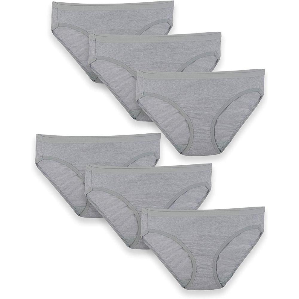 imageFruit of the Loom Womens Beyondsoft Underwear Super Soft Designed with Comfort in Mind Available in Plus SizeBikini Cotton Blend 6 Pack Heather Grey