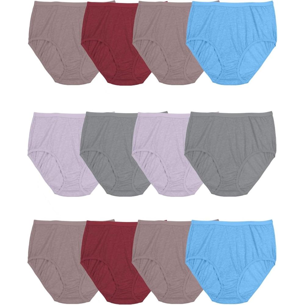 imageFruit of the Loom Womens Beyondsoft Underwear Super Soft Designed with Comfort in Mind Available in Plus SizeBrief Cotton Blend 12 Pack Colors May Vary