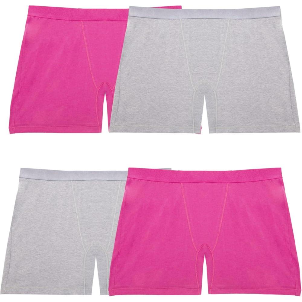 imageFruit of the Loom Womens Boxer Briefs with Stretch Mid Thigh Length Boy Shorts Available in Plus SizeCotton Stretch Colors May Vary