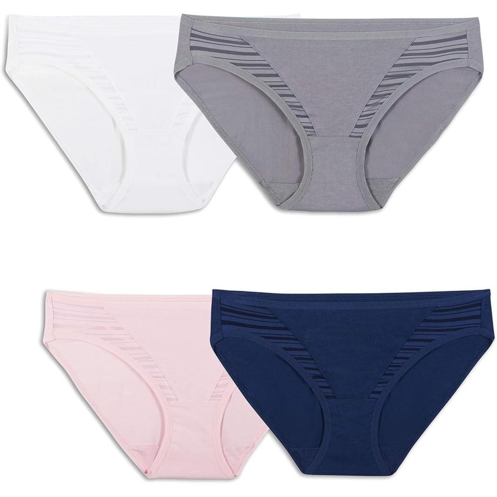 imageFruit of the Loom Womens Breathable Underwear Moisture Wicking Keeps You Cool ampamp Comfortable Available in Plus SizeCoolblend Bikini 4 Pack Colors May Vary