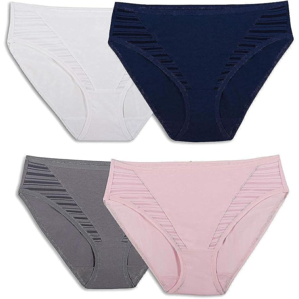 imageFruit of the Loom Womens Breathable Underwear Moisture Wicking Keeps You Cool ampamp Comfortable Available in Plus SizeCoolblend Hi Cut 4 Pack Colors May Vary