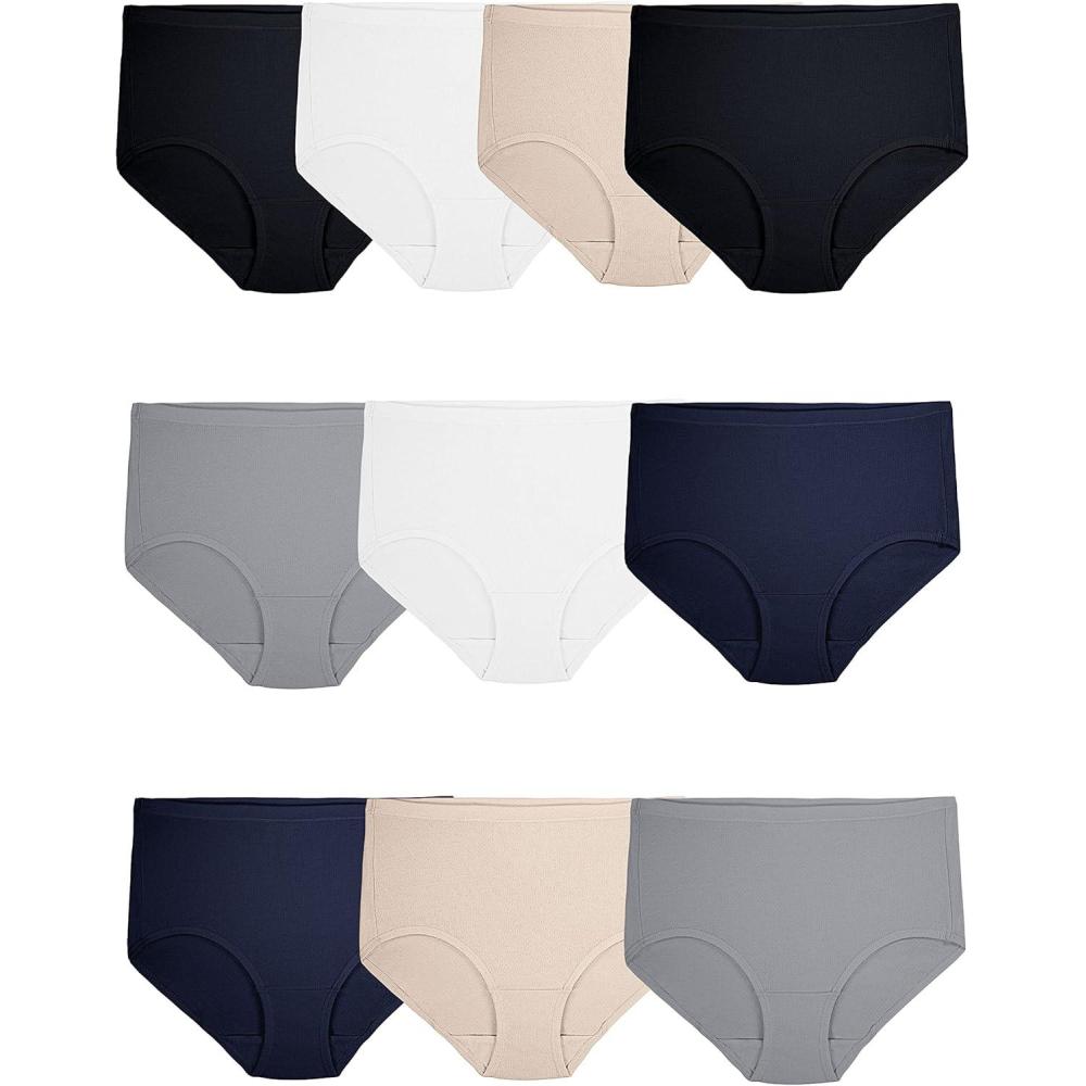imageFruit of the Loom Womens Eversoft Cotton Brief Underwear Tag Free ampamp Breathable Available in Plus Size10 Pack  Colors May Vary