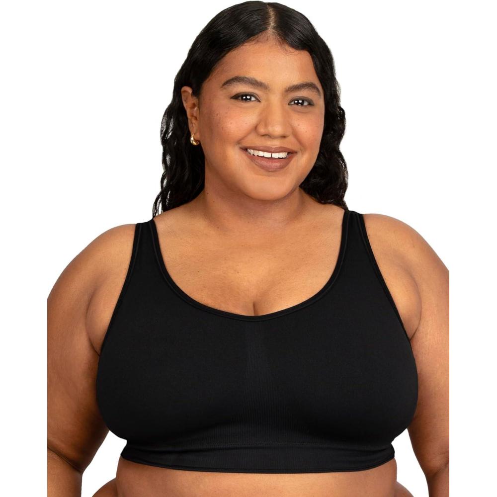 imageFruit of the Loom Womens Fit for Me Collection Plus Size Seamless Wireless Bra  Luxurious Blend for Ultimate ComfortBlack Hue