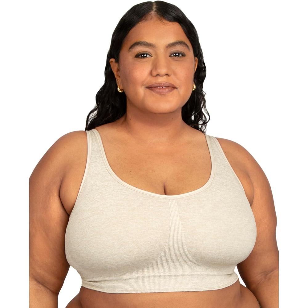 imageFruit of the Loom Womens Fit for Me Collection Plus Size Seamless Wireless Bra  Luxurious Blend for Ultimate ComfortOatmeal Heather
