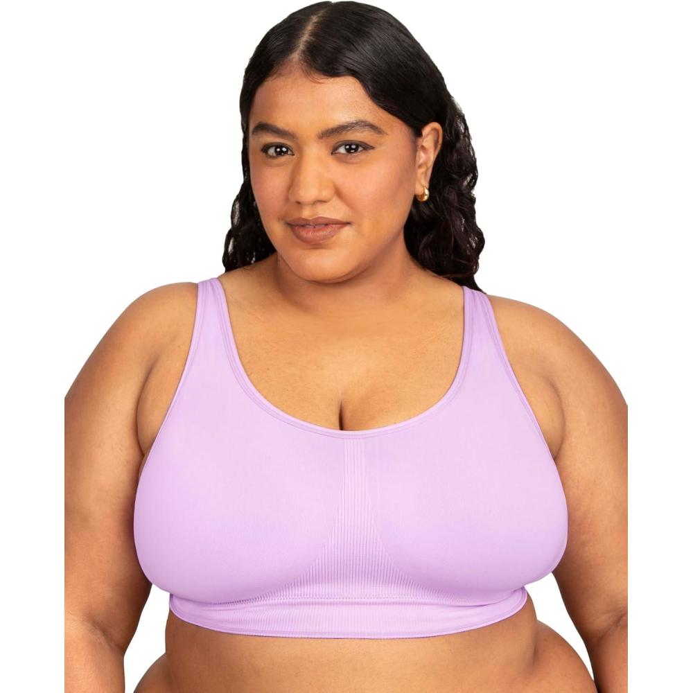 imageFruit of the Loom Womens Fit for Me Collection Plus Size Seamless Wireless Bra Luxurious Blend for Ultimate ComfortStellar Orchid