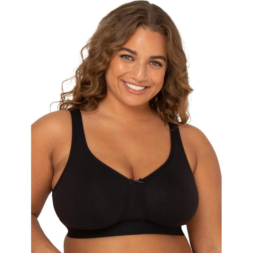 imageFruit of the Loom Womens Fit for Me Collection PlusSize Wireless Bra Soft Cotton Comfort ampamp SupportBlack Hue