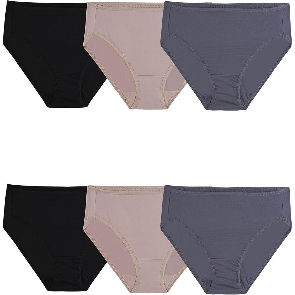 imageFruit of the Loom Womens High Cut Briefs Fit for Me Plus Size UnderwearHi Cut Microfiber Assorted