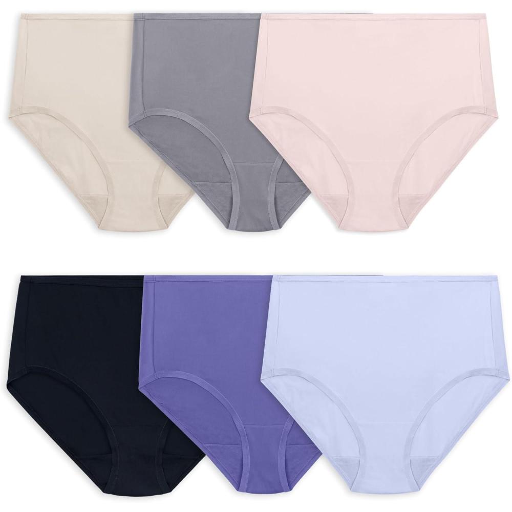 imageFruit of the Loom Womens Microfiber Underwear Lightweight ampamp Sleek Available in Plus SizeBrief  6 Pack  Colors May Vary