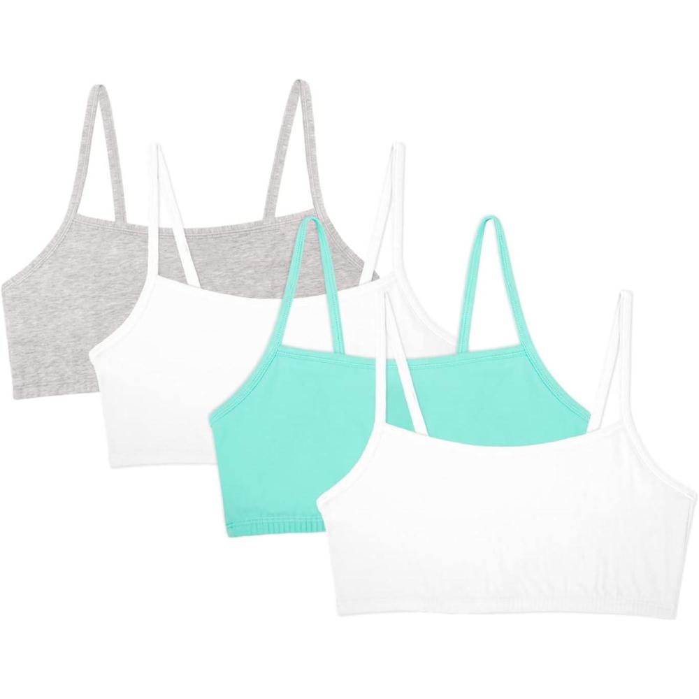 imageFruit of the Loom Womens MultiPack Spaghetti Strap Cotton Sports BraMint ChipWhiteGrey HeatherWhite