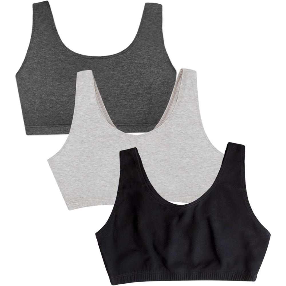 imageFruit of the Loom Womens MultiPack Tank Top Style Sports BraBlackHeather GreyCharcoal