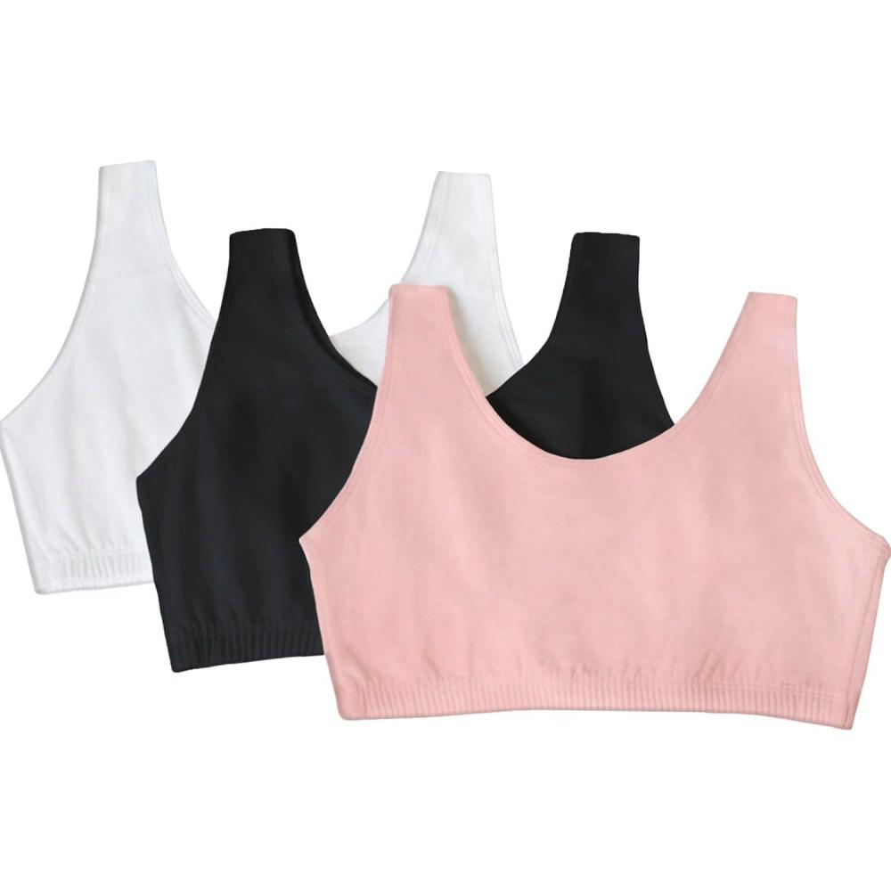 imageFruit of the Loom Womens MultiPack Tank Top Style Sports BraBlushing RoseBlack HueWhite