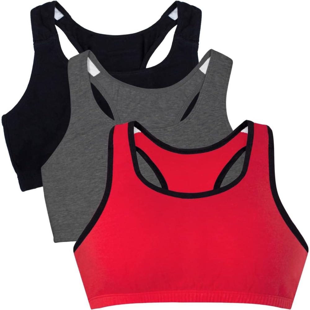 imageFruit of the Loom Womens MultiPack Tank Top Style Sports BraRed Hot With BlackCharcoalBlack