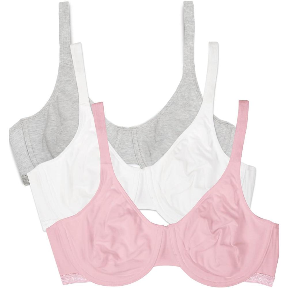 imageFruit of the Loom Womens MultiPack Unlined Underwire Cotton BraBittersweet PinkWhtGrey Hthr