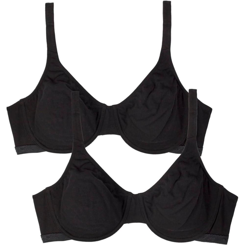 imageFruit of the Loom Womens MultiPack Unlined Underwire Cotton BraBlack HueBlack Hue