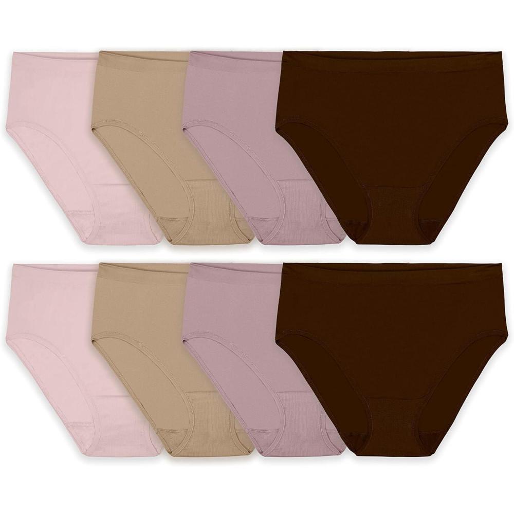 imageFruit of the Loom Womens Seamless Hicut Panty Assorted 8 PackHi Cut Brief 8 Pack Assorted Neutrals