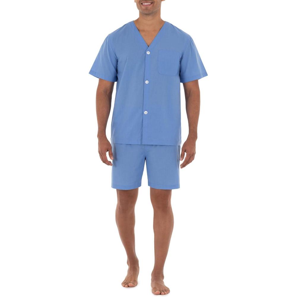 imageFruit of the Loom mens Broadcloth Short Sleeve Pajama SetAzure Blue