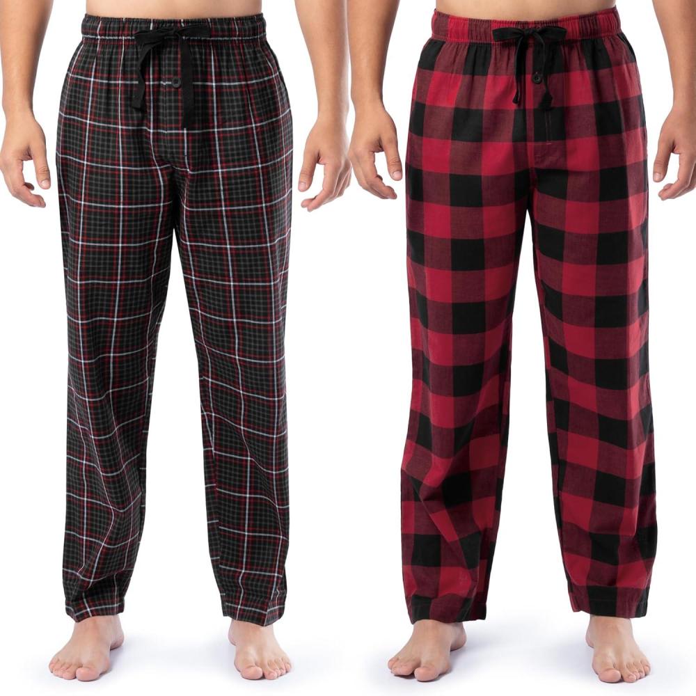 imageFruit of the Loom mens Broadcloth Woven Sleep Pajama PantBlack PlaidRed Check