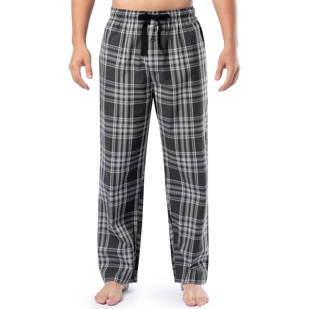 imageFruit of the Loom mens Broadcloth Woven Sleep Pajama PantBlackWhite Plaid