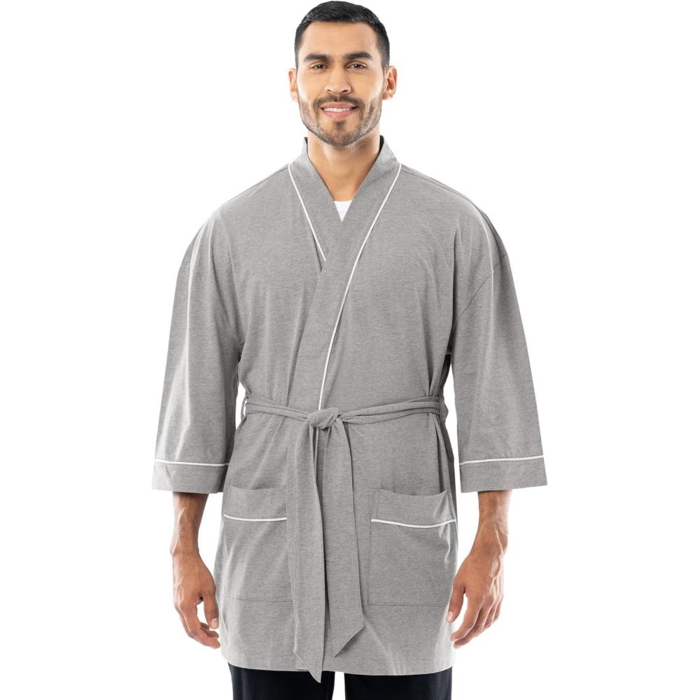 imageFruit of the Loom mens Jersey Knit Kimono RobeGrey