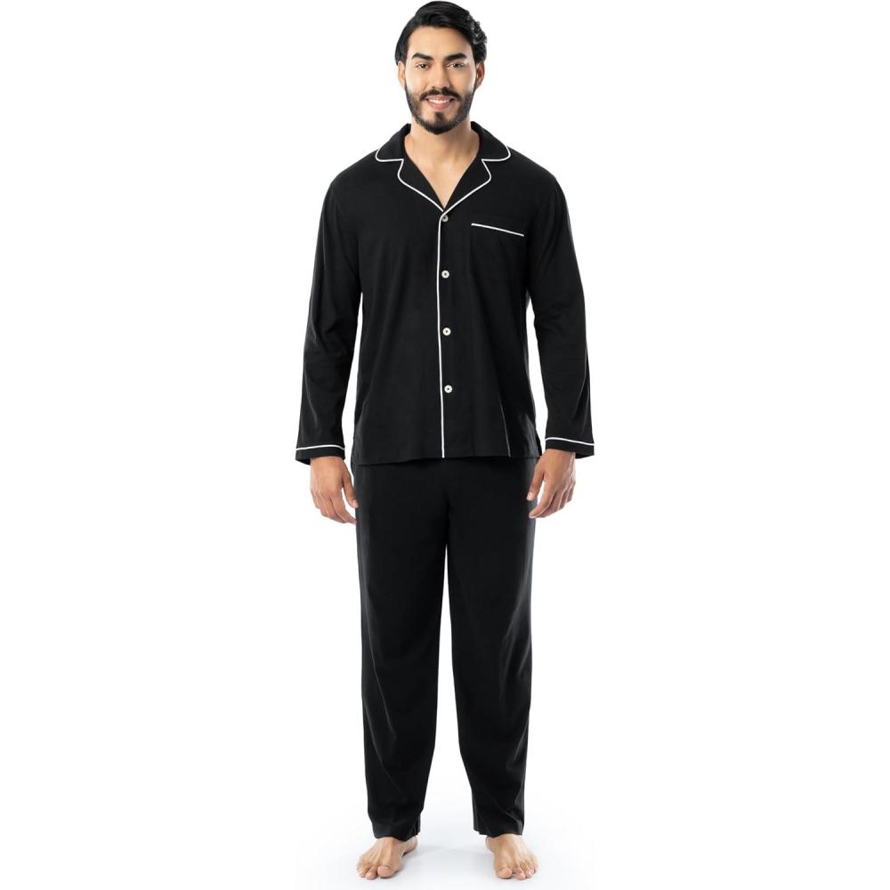 imageFruit of the Loom mens Jersey Knit Pajama Sleep SetBlack