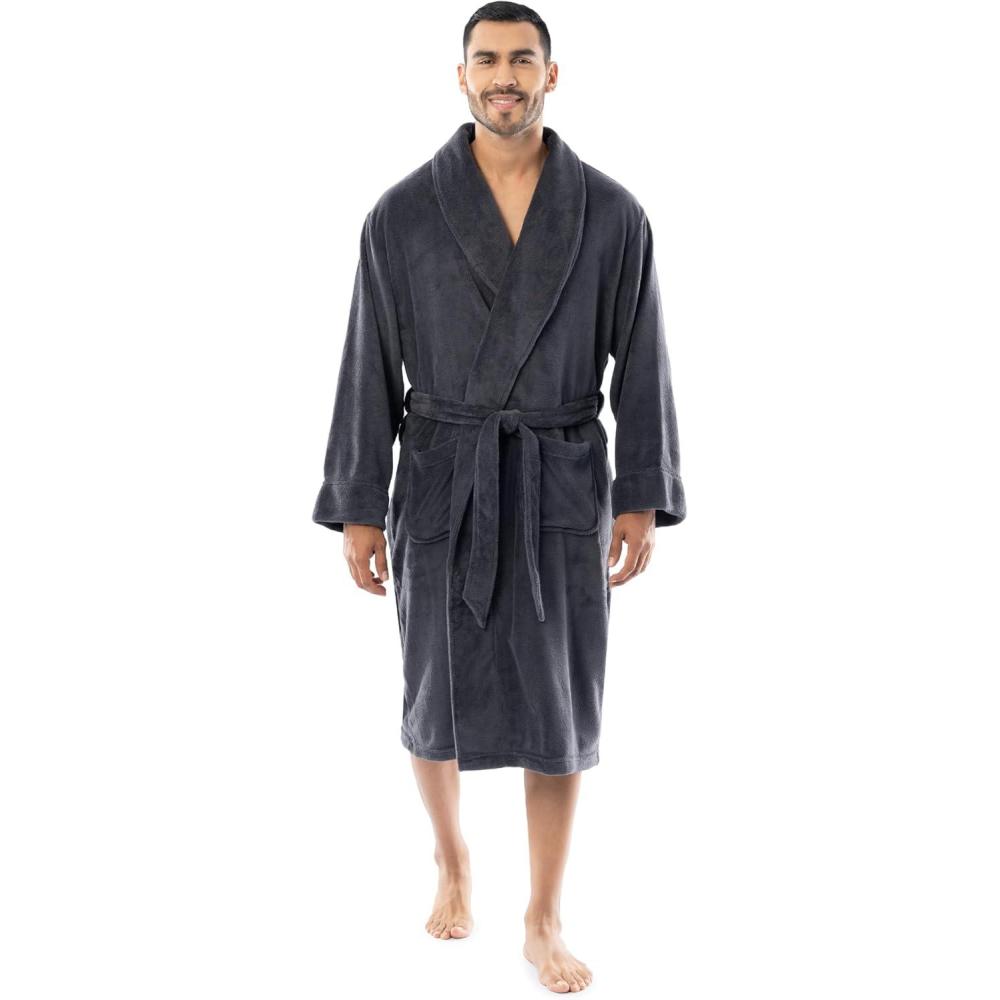 imageFruit of the Loom mens Solid Plush Fleece RobeGrey